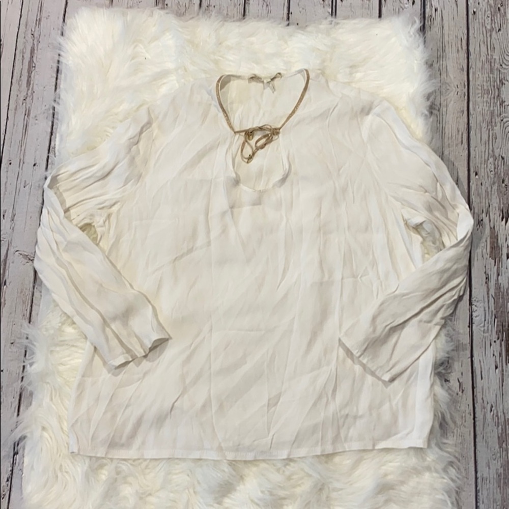 Maje White Gold Trim Keyhole Blouse sz 3/L